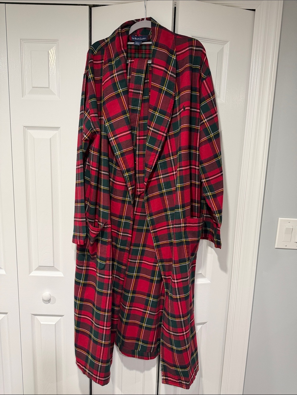 EUC Ralph Lauren Red and Green Tartan Long Cotton Robe